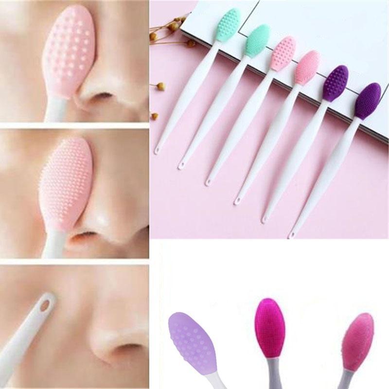 Beauty Skin Care Wash Face Silicone Brush Exfoliating Nose Clean Blackhead Removal Brush Tool with Replacement Head