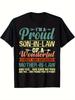 1PC Proud Son-in-Law Humor Gift Tee from Mother-in-Law Affectionate Cotton Crew Neck T-Shirt Wi