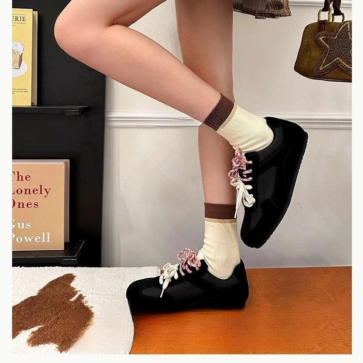 2025 new soft leather soft surface retro mandarin duck German training shoes women's Maillard brown flat bottom casual sports Forrest Gump shoes