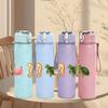 1PC Mixed Ocean Creature Sketch 750ml Color Plastic Sports Water Bottle Leakproof Flip Straw Lid Suitable for Sports Office Home Use