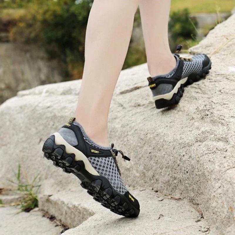 Men's Mesh Sports Shoes Fashion Mountaineering Breathable Lightweight Anti Slip Shoes Outdoor Travel Running Casual Shoes