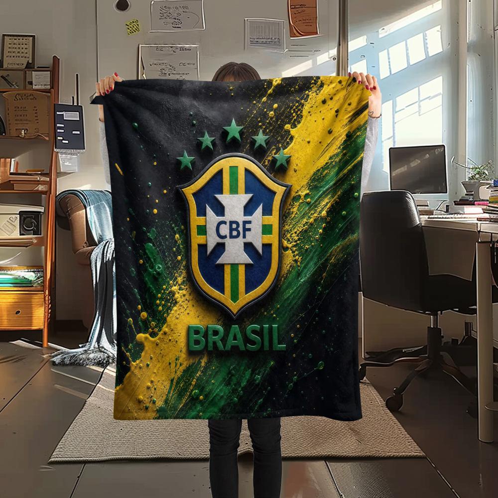 Brazil National Football Team2 Flannel Blanket, High quality Comfortable for All Seasons, Home Decor, Warmth and Comfort
