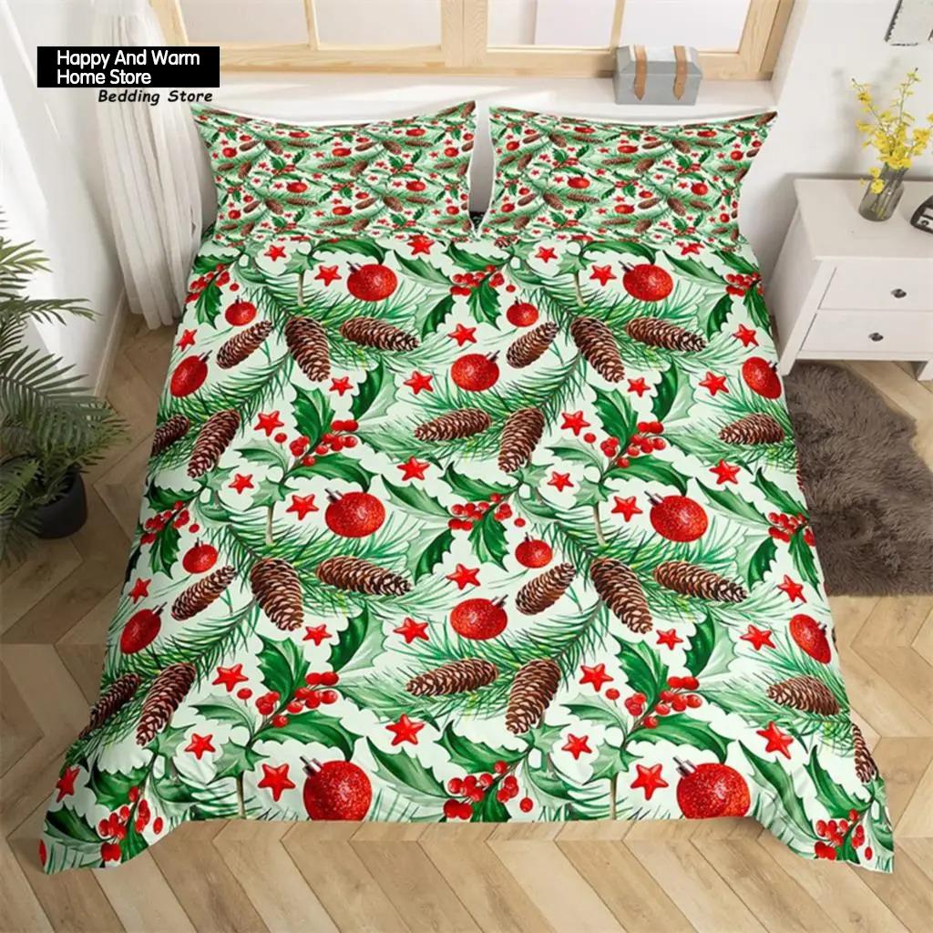 Christmas Tree Santa Claus Duvet Cover Twin King Queen Boys Christmas Bedding Set Polyester Botanical Racing Car Comforter Cover