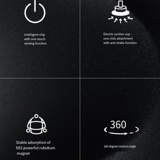 Vacuum Suction Car Phone Holder 360-degree Rotation Foldable Phone Stand Automatic Magnetic Adhesive Mount for Dashboard Desk Glass
