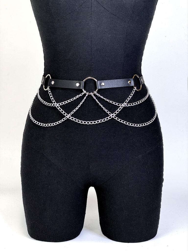 Women's Belt Body Harness Bra Bondage Chain Chest Harness Leather Lingerie Bdsm Fetish Clothing Gothic Women Suspenders Straps