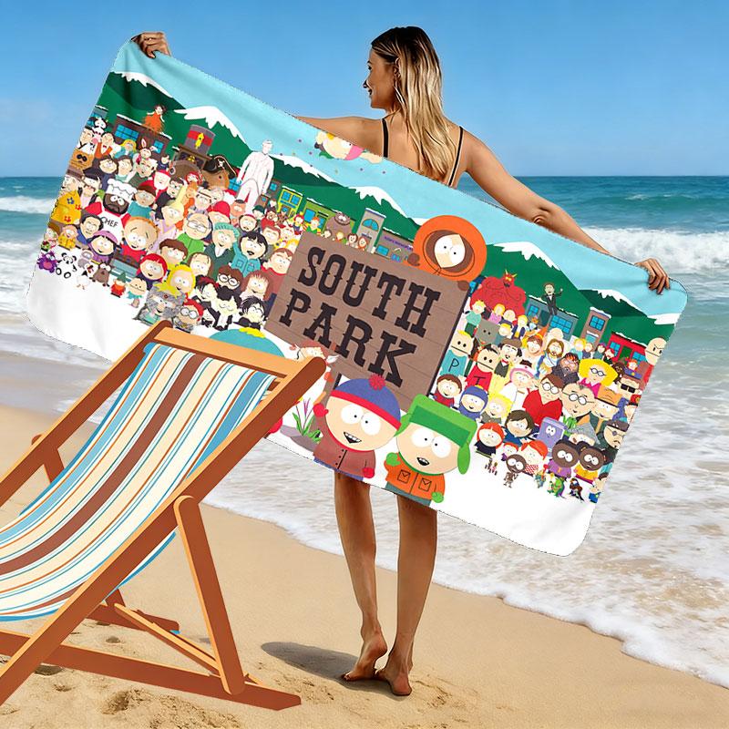South Park Print Beach Towel, Large Soft Quick Dry Towel for Beach Camping Swimming
