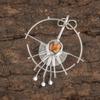 Orange Spiny Copper Turquoise Gemstone 925 Sterling Silver Handmade Vintage Style Pendant 2.2" For Birthday Gift PP-22-18