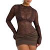 Vestido Ajustado Sexy con Volantes Transparente de Encaje Primavera 2026 - Moda Femenina Estilo Europeo y Americano