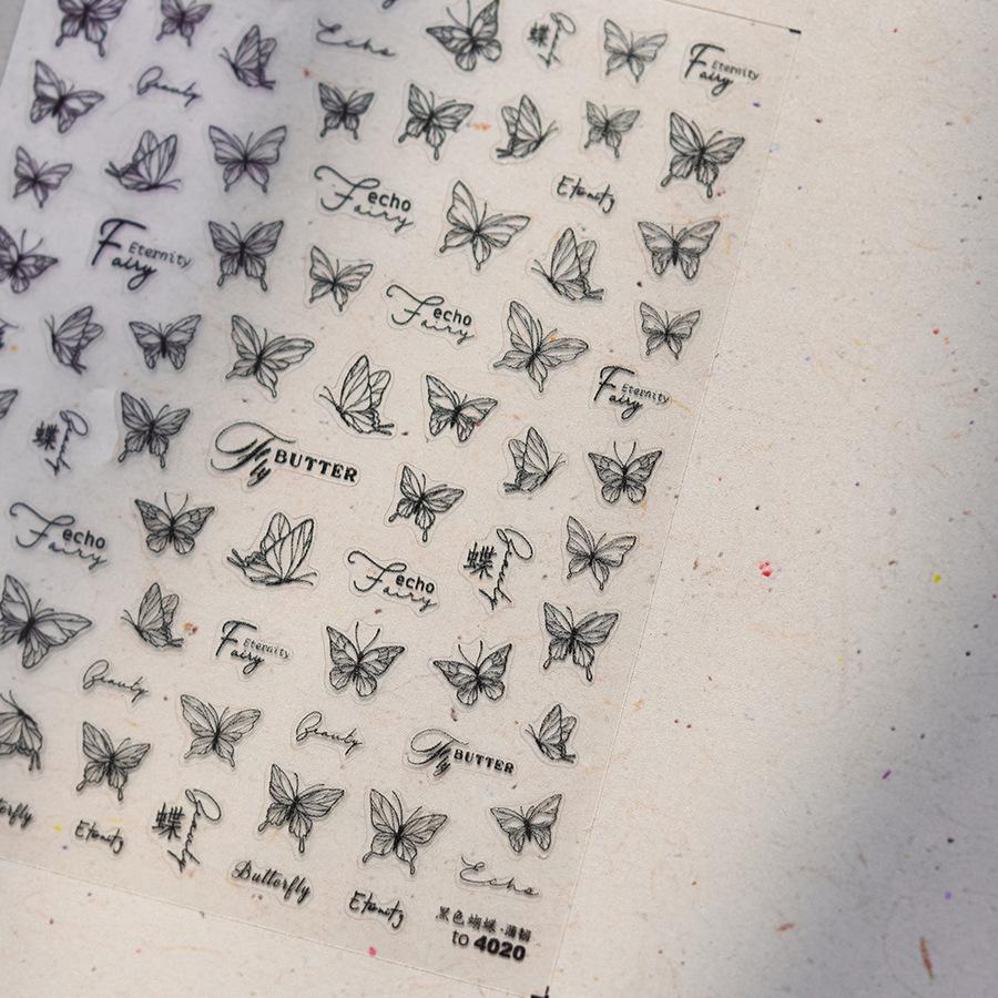 Adesivi per Unghie Farfalla Sottili Resistenti Bianco e Nero Fai da Te Creazione Adesivi Decorativi Creativi