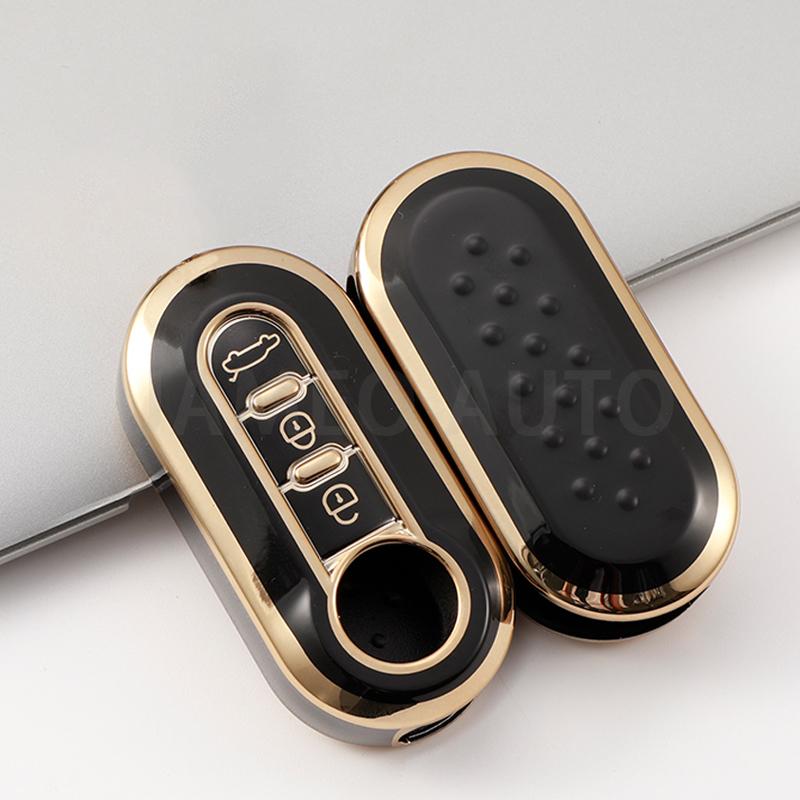 3 Buttons Tpu Car Flip Remote Key Case For Fiat 500 Panda Punto Bravo Ducato Peugeot Boxer Citroen Jumper Auto Key Bag Keychains