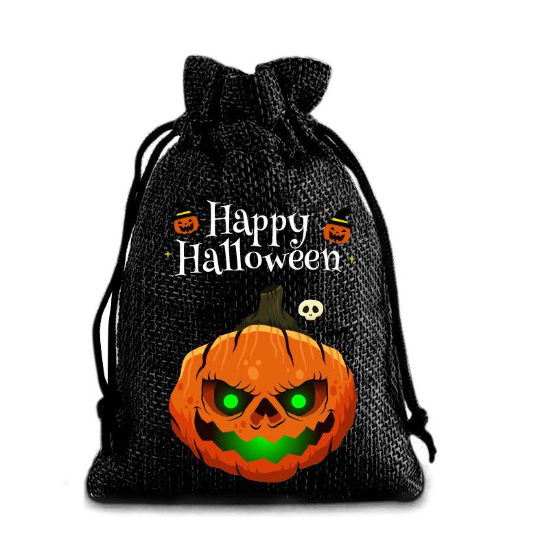 Halloween Kinder Zuckertüte Kürbis Geist Leinen Bündel Mundbeutel Geschenktüte Kordelzug Süßigkeitentasche Lager