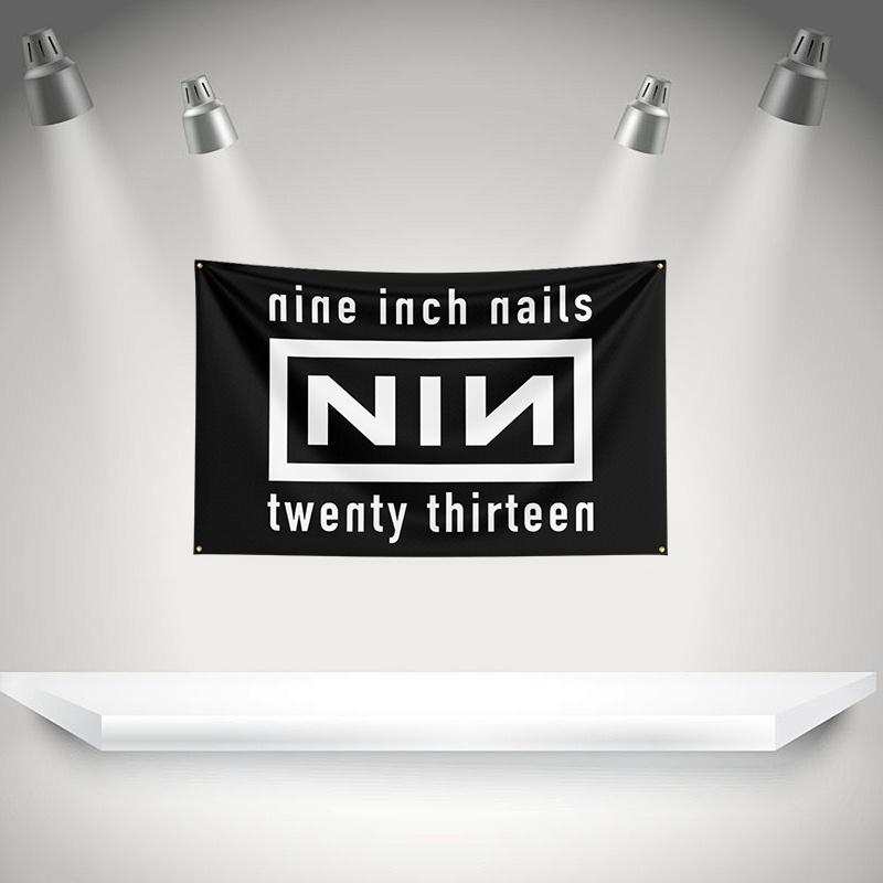 N-NIN Nine Inch Nail Flag Rock Music Band Banner with Grommet HD Printing Tapestry Exhibition Music Band Fans Garage Decor