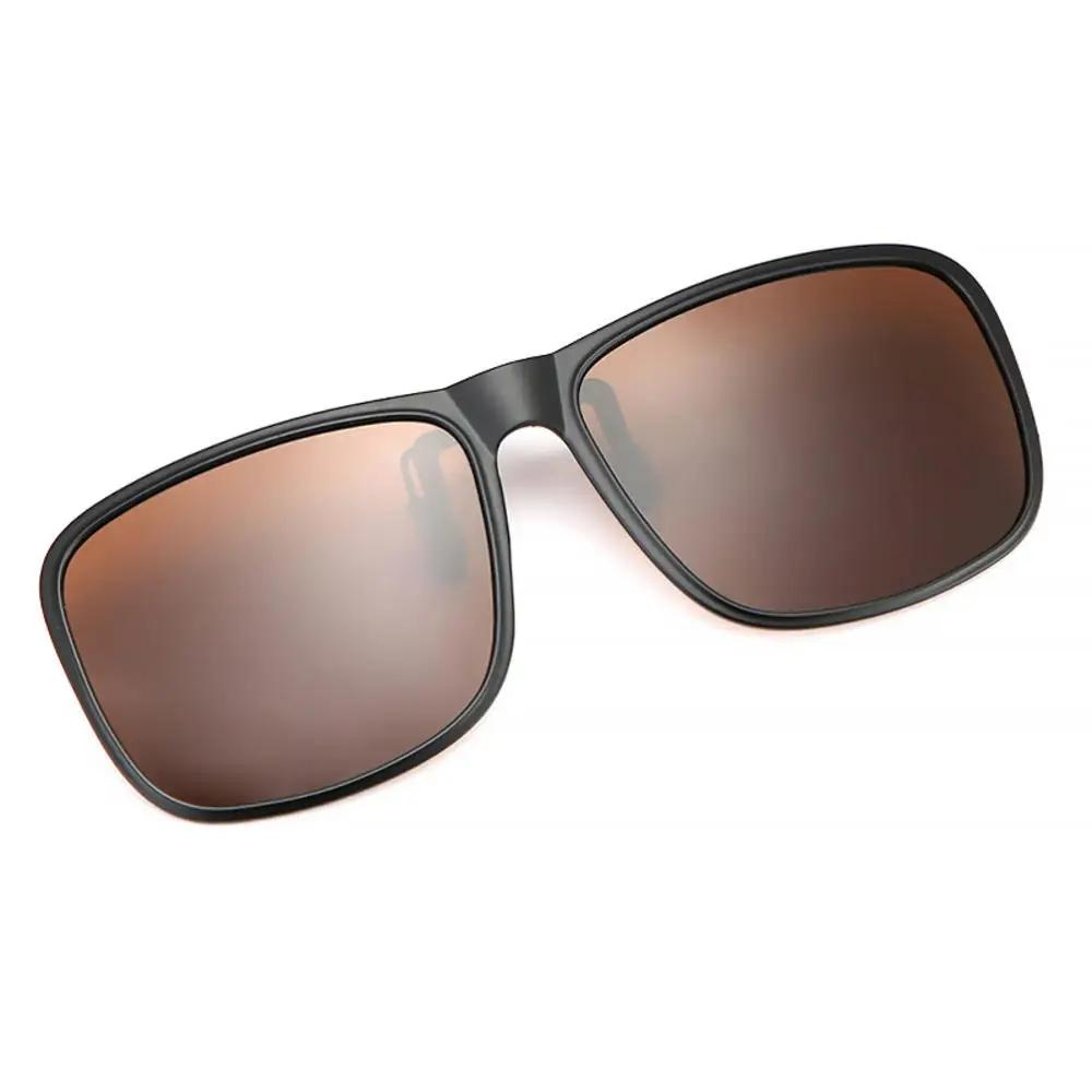Clip Polarized Sunglasses Square Men Clip On Glasses Flip-up Frames Sunglasses Covers Blue Night Vision Color Lens 2024