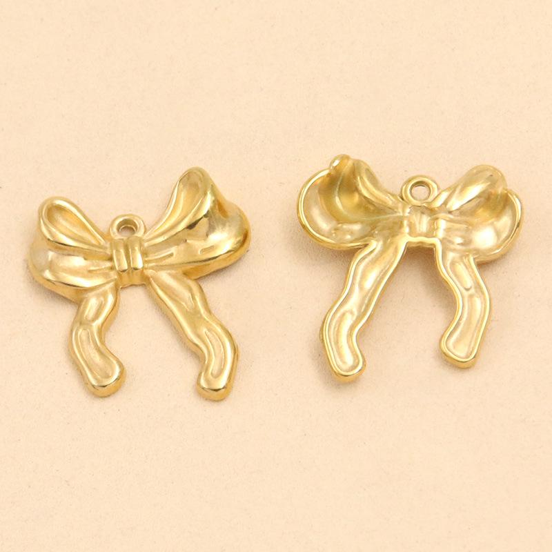 Stainless Steel Bowknot Pendant - Creative DIY Jewelry Accessory, Vacuum Plating, Handmade, Hot Selling