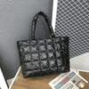 Nylon Waterproof Big Grid Soft High Capacity Shoulde!Bag for Women 2025 Hit Winter Short Handle PaddedHandbags Black