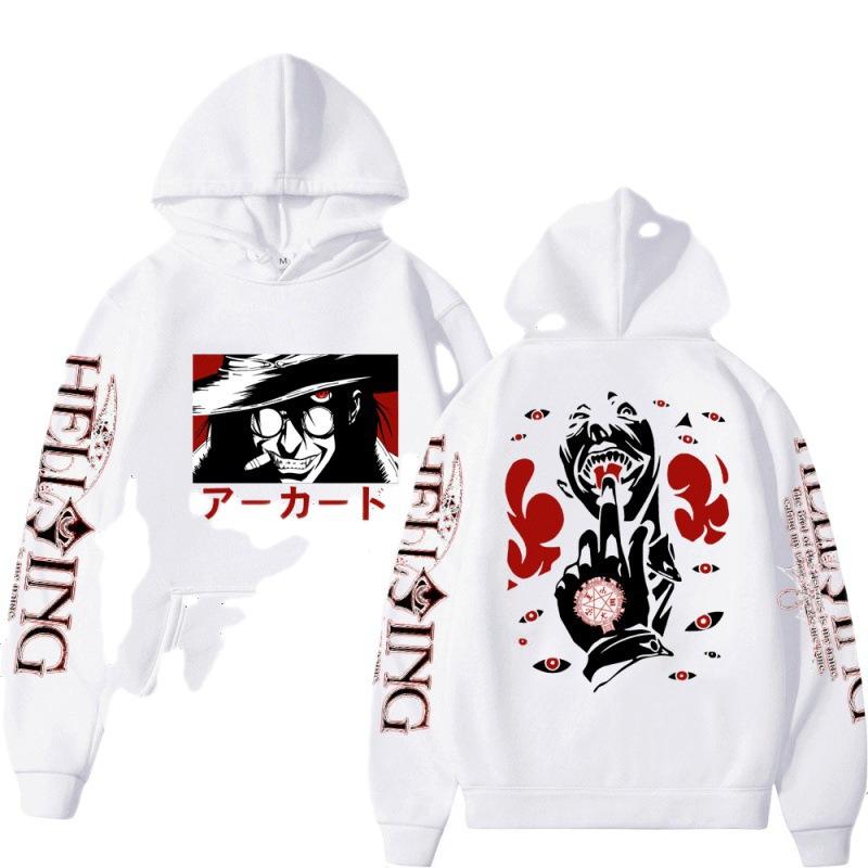 Harajuku Japanese Anime Hellsing Mens Hoodies Manga Graphic Pullover Long Sleeves Hooded Sweatshirts Unisex Streetwear XXXXL