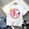 Snoopys Child Short Sleeve Tshirt Boys Girls Summer Casual Round Neck Tops Anime Character Print Pullover Kids Birthday Gifts