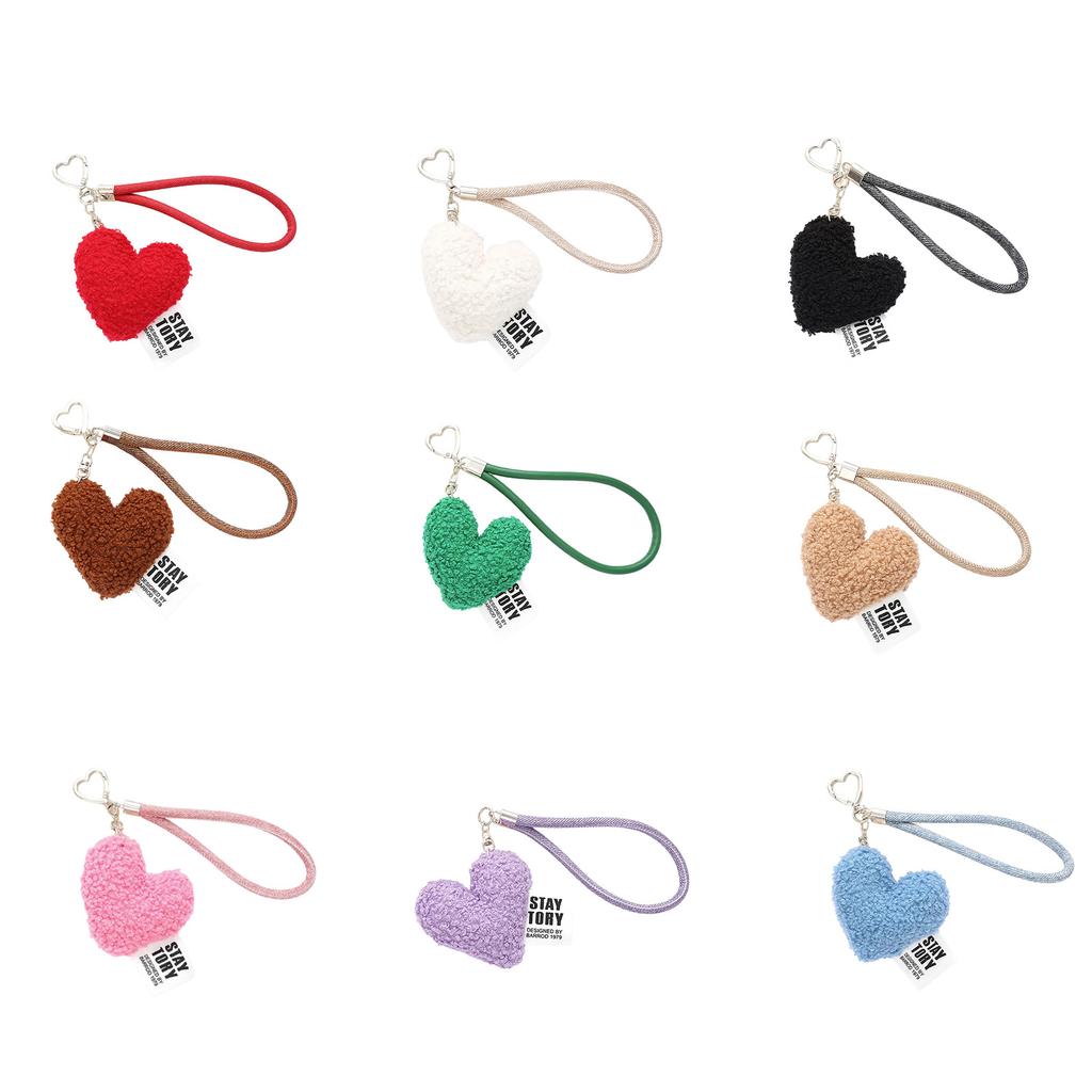 Fashionable Plush Heart Wrist Lanyard Keychain for Everyday Use or Gift Stuffed Love Bag Charm Backpack Coin Purse Charm