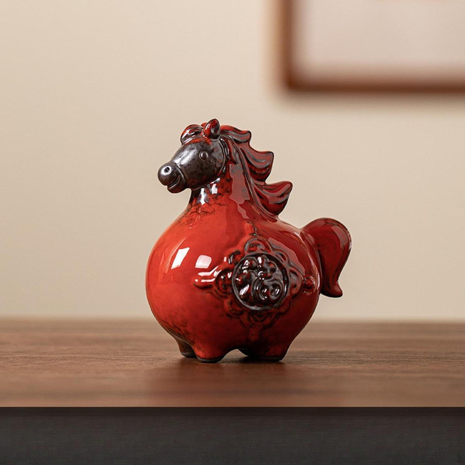 Horse Statue Miniature Figurine Tea Pet Modern Creative Chinese Year Decoration for
