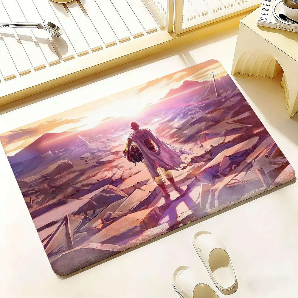Anime Hot O-One-Punch Man Floor Mat Bedroom Living Room Flannel Door Mat Non-Slip Home Decor