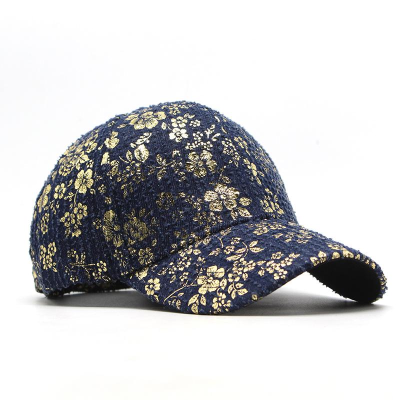 Peaked Cap Women'S Spring And Summer Retro Retro Bronzing Flower Denim Baseball Cap Outdoor Casual Sunshade