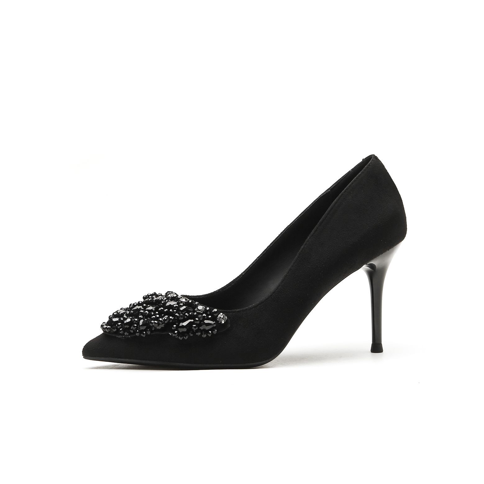 

Замша тонкий каблук стразы неглубокие высокие каблуки женская обувь темперамент одежда одиночные туфли элегантный 40