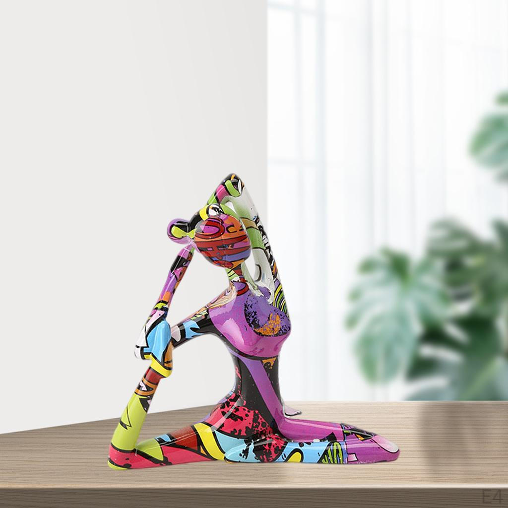 Ornament Statue Yoga Women Pose Figurine Graffiti Sculpture Indoor Garden Home Decor