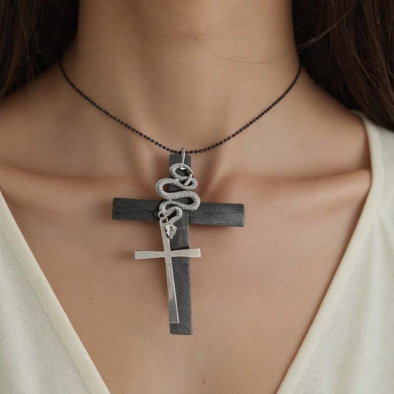 Unisex Crosses Charm Pendant Necklace with Sturdy Glass Special Gifts Accessory for Religious Occasions Daily Use