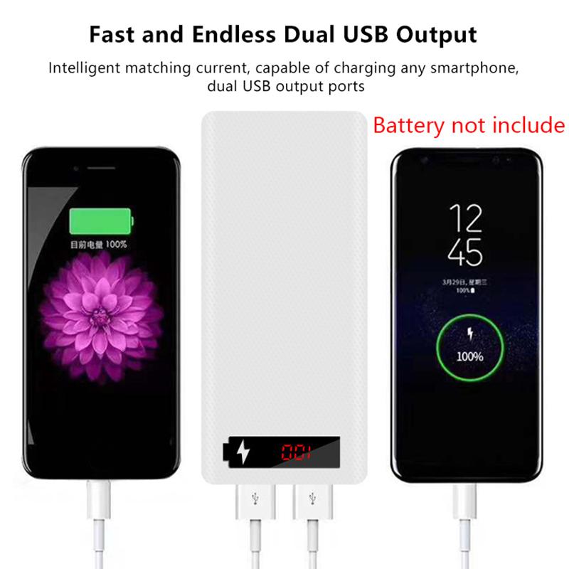 8*18650 Power Bank Cases Battery Holder Portable Dual Usb Type C Micro Input Port Charge Shell For Phone 18650 Battery Cases