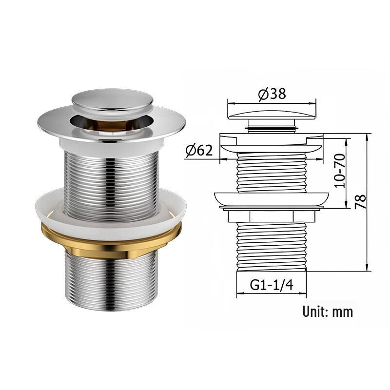 Chrome-Plated Brass Universal Pop-up Basin Drain