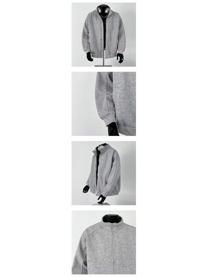 Herren Plus Size Stehkragen Reißverschluss Sweatshirt Jacke - Herbst/Winter Reine Baumwolle Frottee Lässig Sportlich Strickjacke