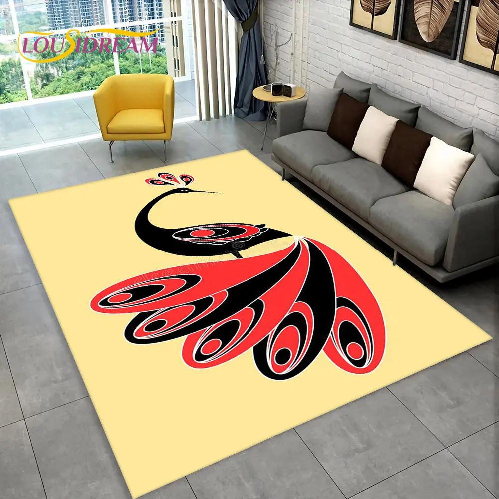 Bird Exquisite Peacock Animal Area Rug,Carpet for Home Living Room Bedroom Sofa Doormat Kitchen Decoration,Non-slip Floor Mats