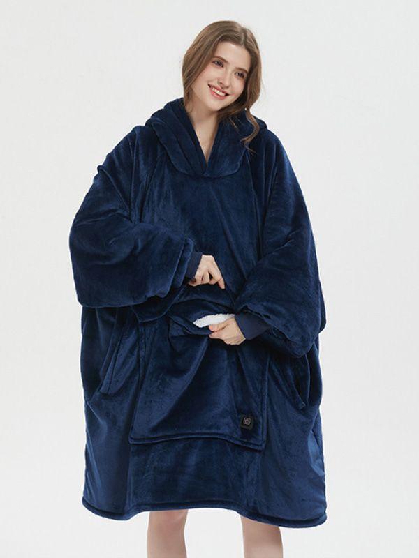 USB Heated Blanket Hooded Blanket Flannel Double-Layer Thickened Warm Pajamas