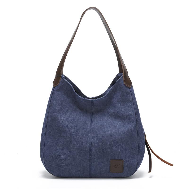 Borsa a Tote in Tela da Donna con Scomparti Multipli e Chiusura a Zip per Uso Quotidiano