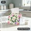 1pc Tissue Box, Watercolor Floral Style Romantic Colorful Blooms Pattern, 2D Flat Printing, Made from Tough Polyester, Machine Washable, Napkin Box, F