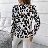 Elegant Leopard Print Long Sleeve Shirt Women Loose Fit V-Neck Casual Office Wear