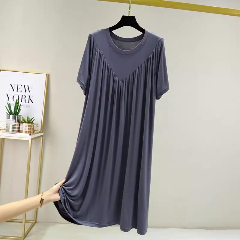 Modal Summer Maternity Lounge Dress: Women's Plus Size Casual Ice Silk Pajamas