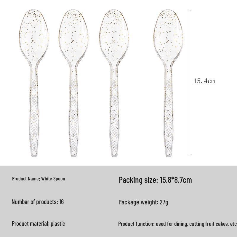 Nuevo Juego de Cubiertos Desechables Dorado Transparente - Cuchillo, Tenedor y Cuchara para Postres y Fiestas