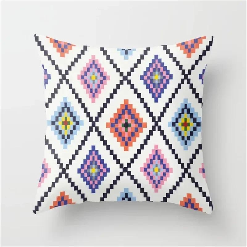 Color block geometric patterns Double-sided Printed pillow cover Short plush Suitable living rooms bedrooms throw cushion cover