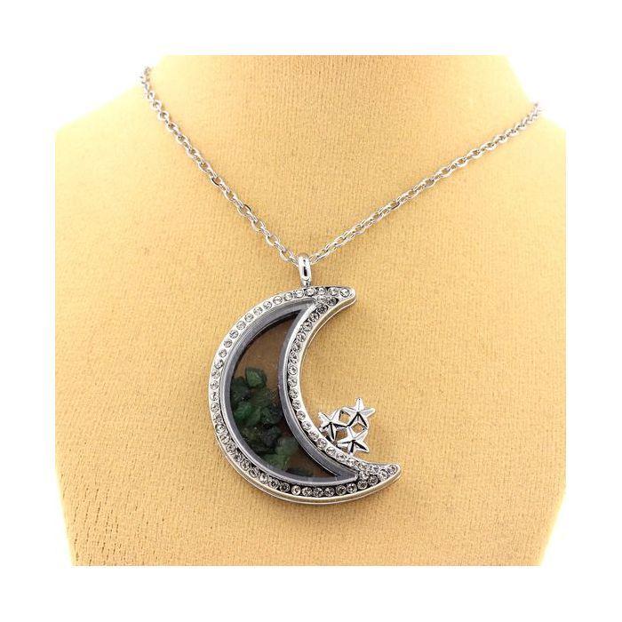 Stones and Minerals. Raw Tsavorite Garnet Necklace. Moon Model.