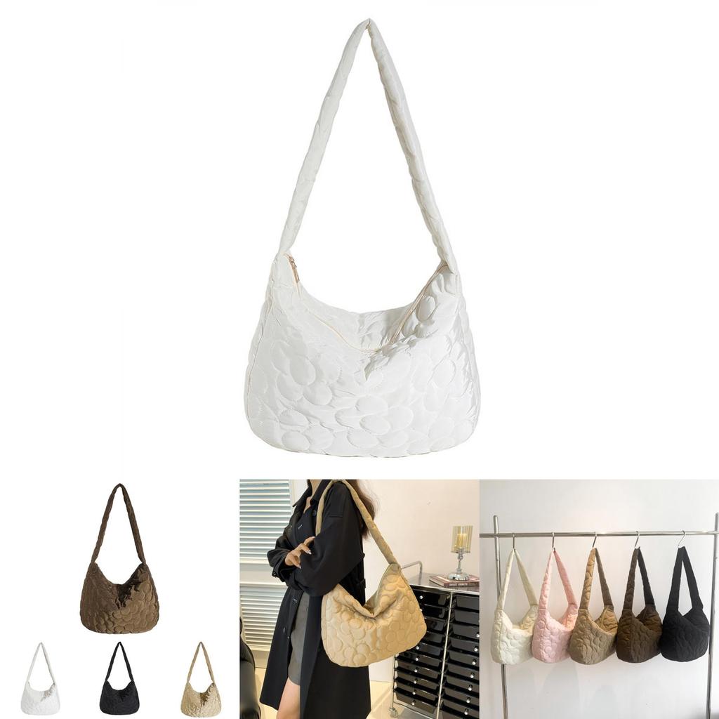 Chic Korean Style Cotton Tote Bag For Women 2023 New Pleated Cloud Bag Autumn Winter