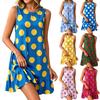 Abito Casual da Donna a Maniche Corte con Stampa Pois e Orlo, Vestito Largo per le Vacanze