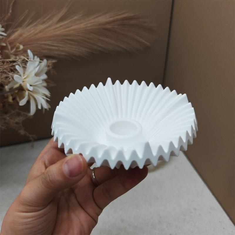 Striped Dish Silicone Candle Holder Mold Resin Tray Mold For Epoxy Resin Candlestick Tealight Holder Home Decoration