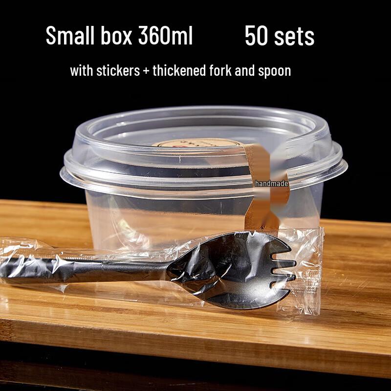 360ml Disposable Plastic Takeaway Bowls with Lids and Spoons