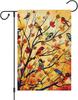 Louise Maelys Welcome Fall Garden Ag 12x18 Double Sided, Small Burlap Autumn Maple Tree Birds Thanksgiving Outside Outdoor WZZ