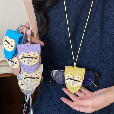 Leather Artboard Neck Long Earphone Bag Going Out Portable Anti-lost Necklace Niche Design Fashionable Versatile Items