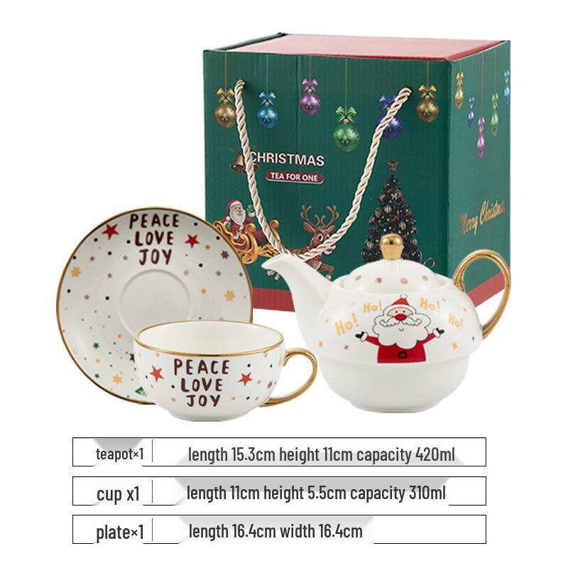 Christmas Gold-Plated Ceramic Tea Set: Special Edition Cup & Saucer Gift