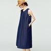 Women's Retro Denim Hemp Sleeveless Midi Dress