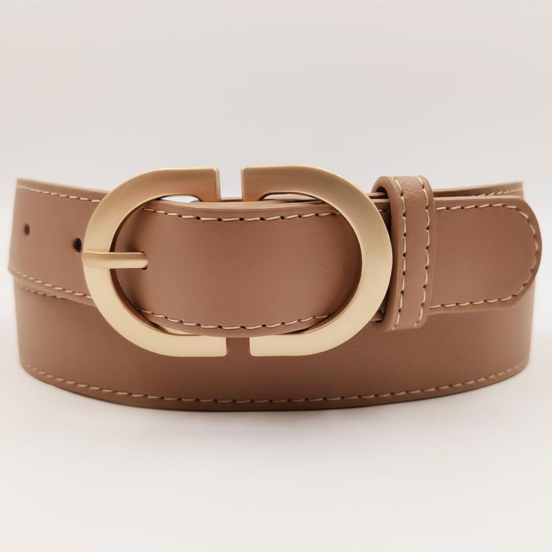 New Double D-buckle Imitation Leather Belt for Women's Fashionable Versatile Jeans Belt