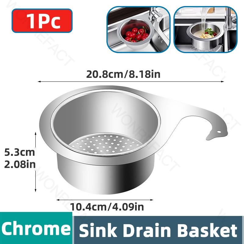 Stainless Steel Swan Sink Filter Basket Kitchen Hanging Storage Rack Sink Waste Filter Basket Drainage Filter Basket